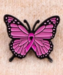 Alternative view of Butterfly 'Breast Cancer Awareness' Enamel Pin