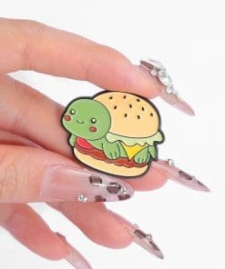 Alternative view of Animal Sandwich 'Turtle Burger' Enamel Pin