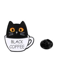 Coffee Lover 'Black Coffee Black Cat' Enamel Pin