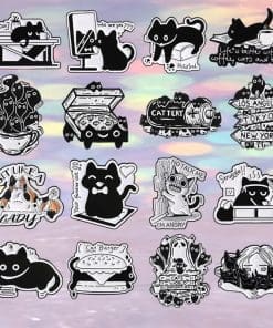 Alternative view of Working Black Cat 'Lazy Cat' Enamel Pin