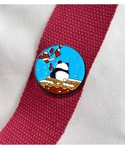 Alternative view of Ancient Chinese 'Lonely Panda | Snowy Roof' Enamel Pin