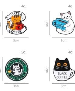 Coffee Lover 'White Cat Drinker' Enamel Pin - Image 5