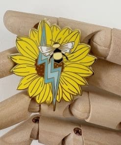 Alternative view of Sunflower 'Lightning Bee' Enamel Pin