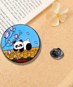Ancient Chinese 'Panda | Sakura Flowers' Enamel Pin