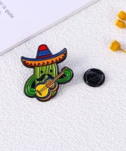 Mexican Cactus 'Playing Guitar' Enamel Pin