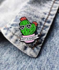 Alternative view of Flowering Cactus 'Opuntioideae | Not A Hugger' Enamel Pin