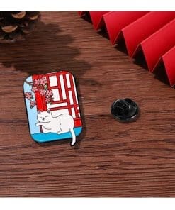 Alternative view of Ancient Chinese 'Sakura Cat' Enamel Pin