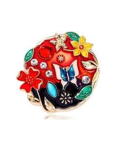 Vintage Flower 'Rhinestone Butterfly and Flower' Enamel Pin