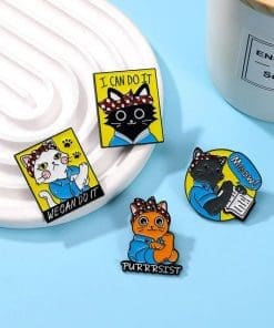 Alternative view of Cat Lady Masculine 'We Can Do It' Enamel Pin