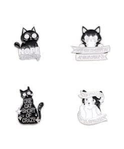 Naughty Cat 'Set of 4 Witty Phrase' Enamel Pin