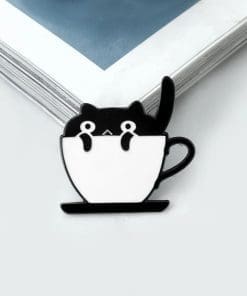 Black Cat 'Black Coffee' Enamel Pin