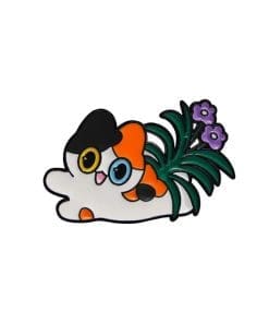 Cat 'Purple Flower Tail' Enamel Pin