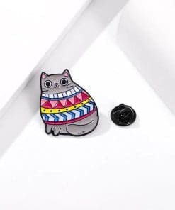 Cool Cardigan 'Chubby Gray Cat' Enamel Pin