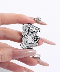 Alternative view of White Cat 'No Talk Me I'm Angry' Enamel Pin