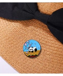 Alternative view of Ancient Chinese 'Panda | Sakura Flowers' Enamel Pin