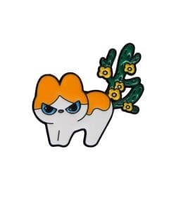 Cat 'Floral Cactus Tail' Enamel Pin
