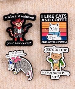 Alternative view of I Like Cats and Coffee Enamel Pin