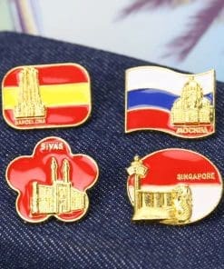 Alternative view of Flag of Singapore 'Merlion' Enamel Pin