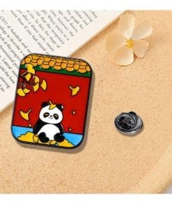 Ancient Chinese 'Panda Forbidden City' Enamel Pin