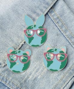 Alternative view of Green Earth 'Genius Bear' Enamel Pin