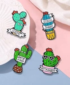 Alternative view of Flowering Cactus 'Don't Be A Prick' Enamel Pin