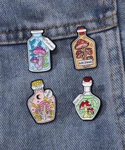 Alternative view of Mushroom Jar 'Set of 4 Fungus' Enamel Pin