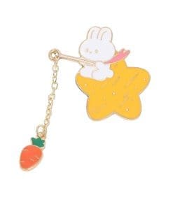 White Bunny 'Fishing Carrot' Enamel Pin