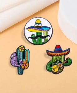 Alternative view of Mexican Cactus 'Chameleon Extrovert' Enamel Pin