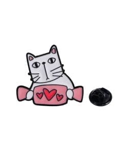 Gray Cat 'Candy Love' Enamel Pin