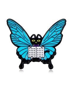Blue Wings Butterfly 'Black Cat' Enamel Pin