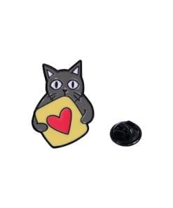 Black Cat 'Mallow Heart' Enamel Pin