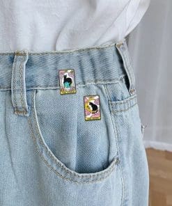 Alternative view of Cat Tarot Card 'The World' Enamel Pin