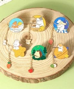Alternative view of White Bunny 'Fishing Carrot' Enamel Pin