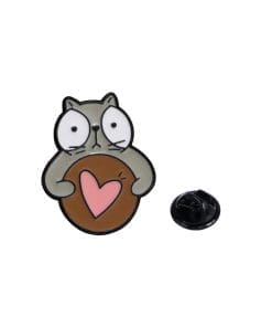 Gray Cat 'Cookie Heart' Enamel Pin