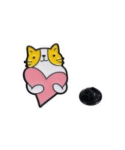 Chubby Cat 'Holding Heart'  Enamel Pin