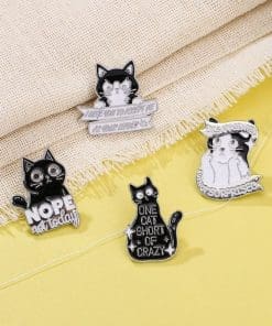 Alternative view of Naughty Cat 'One Cat Short of Crazy' Enamel Pin