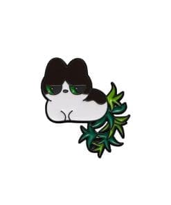 Cat 'Spiky Leaves Tail' Enamel Pin
