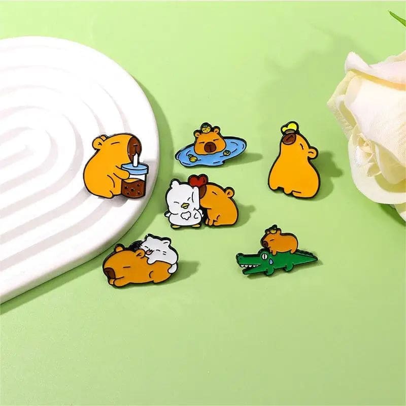 Capybara 'Butterfly Kiss' Enamel Pin - Image 2