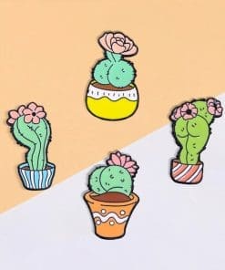 Alternative view of Flowering Cactus 'Shapely Cereus jamacaru' Enamel Pin