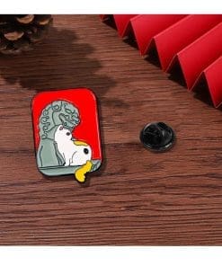 Alternative view of Ancient Chinese Cat 'Love Lion' Enamel Pin