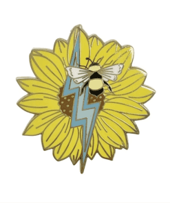 Sunflower 'Lightning Bee' Enamel Pin