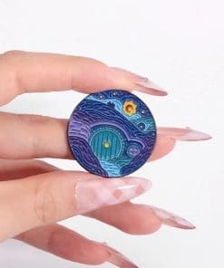 Alternative view of Lord of the Rings 'Starry Night Hobbit House' Enamel Pin