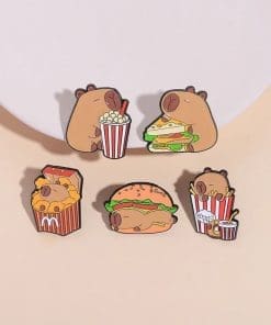 Capybara Foodie 'Popcorn Time' Enamel Pin - Image 3