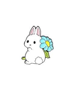 Easter Bunny 'Blue Daisy Blush' Enamel Pin