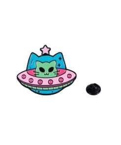 Green Cat 'Alien Head' Enamel Pin