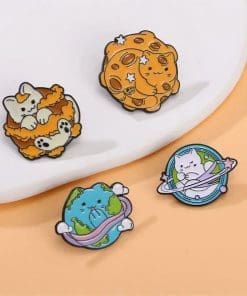 Alternative view of Planet Cat 'Set of 4 Charm Kitty' Enamel Pin