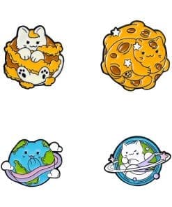 Planet Cat 'Set of 4 Charm Kitty' Enamel Pin