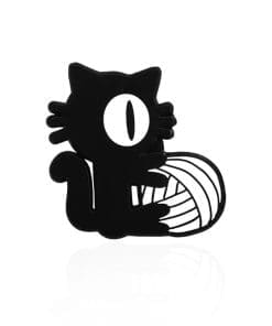 One Eyed Black Cat 'Woolen Ball' Enamel Pin