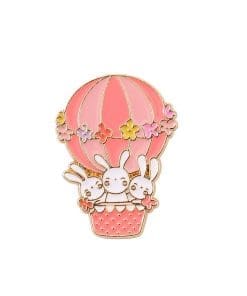 Easter White Bunny 'Hot Air Balloon' Enamel Pin