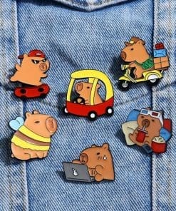 Alternative view of Capybara 'Set of 6 Busy Day' Enamel Pin